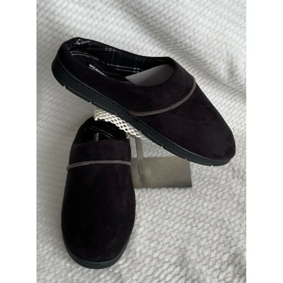 Men’s Size XL 11-12 Weatherproof Vintage Faux Suede Slip On Clog Slippers Black main image 6